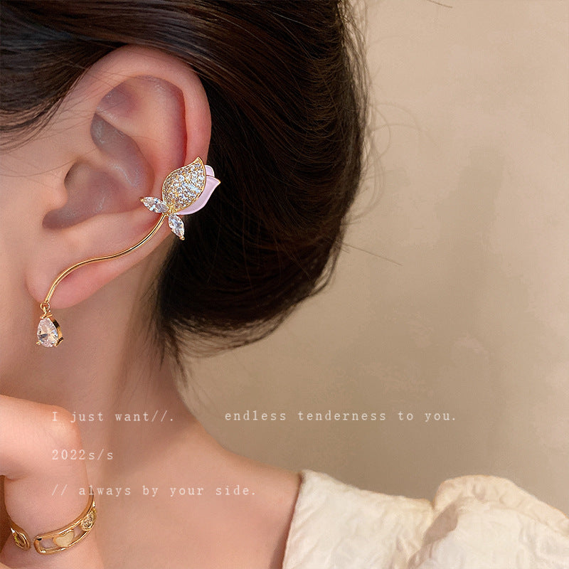 Alloy Pink Love Flower Earrings (Minimo de compra 2) MIC-FengM011