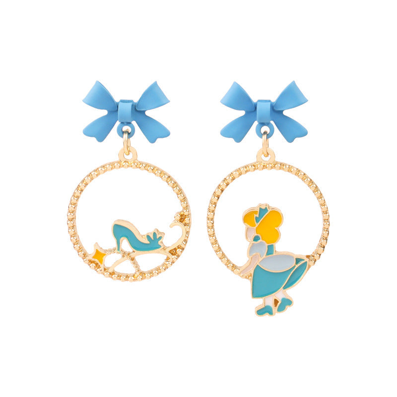 Alloy blue bow earrings （Minimo de compra 2） MYA-FuZ004