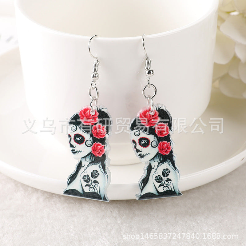 Resin Skeleton Girl Earrings (Minimo de Compra 2) MIC-YouY008