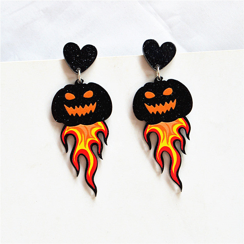 Acrylic Halloween Pumpkin Skull Earrings MIC-XieN052