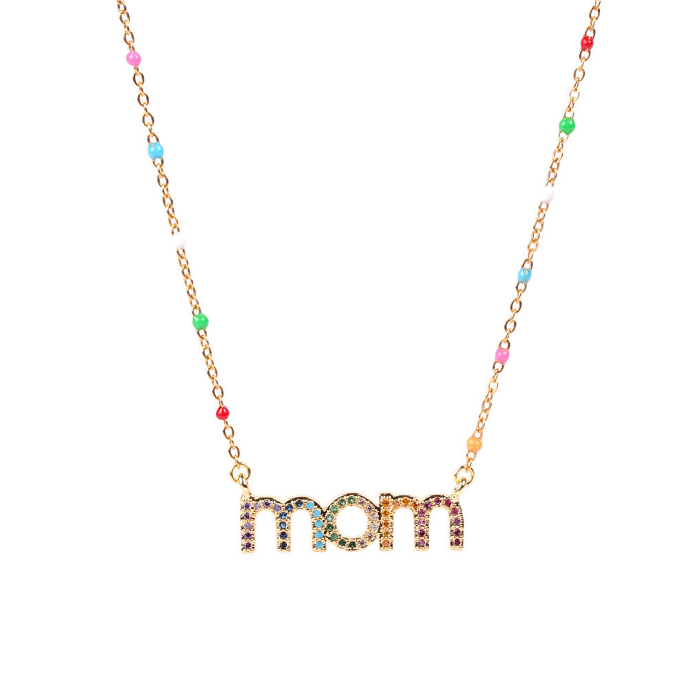 Copper Drop Oil Inlaid Diamond Letter Necklace MIC-TianY009