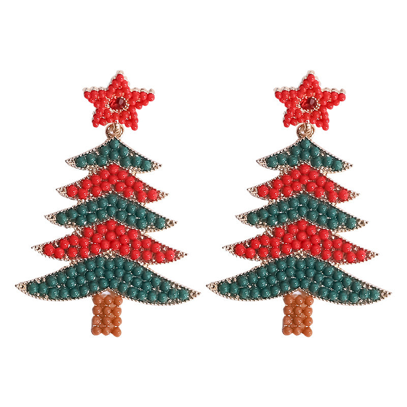 Alloy Christmas Tree Earrings (Minimo de Compra 2) MIC-DWKM002