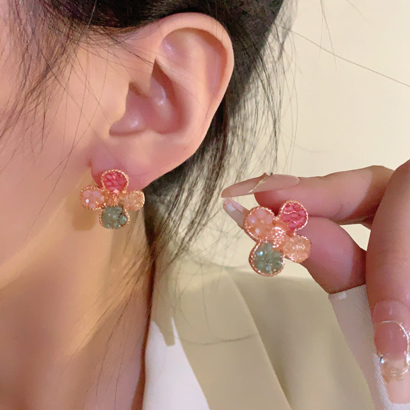 Alloy colored flower earrings (Minimo de compra 2) MIC-YBY012