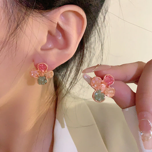 Alloy colored flower earrings (Minimo de compra 2) MIC-YBY012