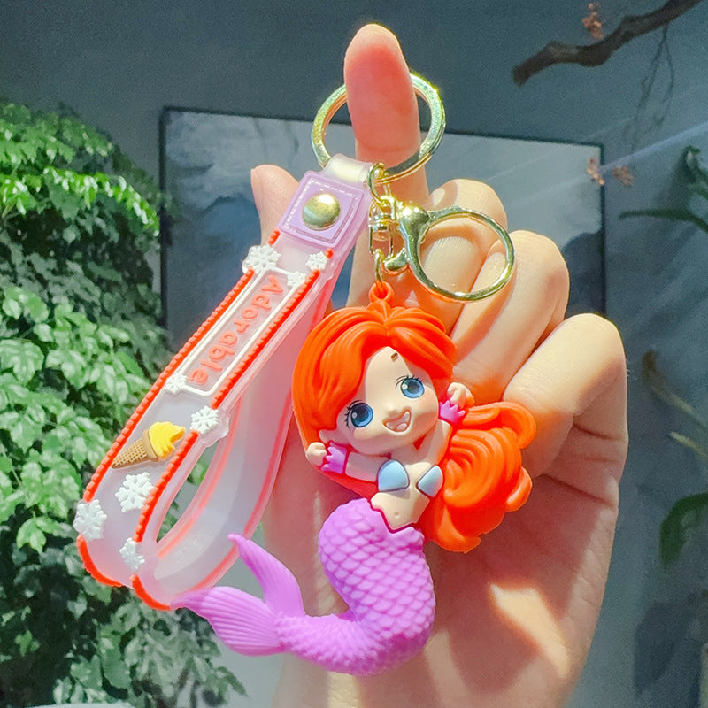 PVC cartoon mermaid princess keychain MIC-JinG049