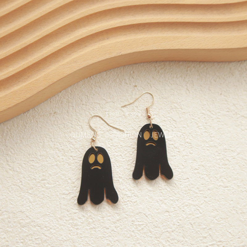 Acrylic Halloween Ghost Owl Earrings (Minimo de Compra 3) MIC-OuG055