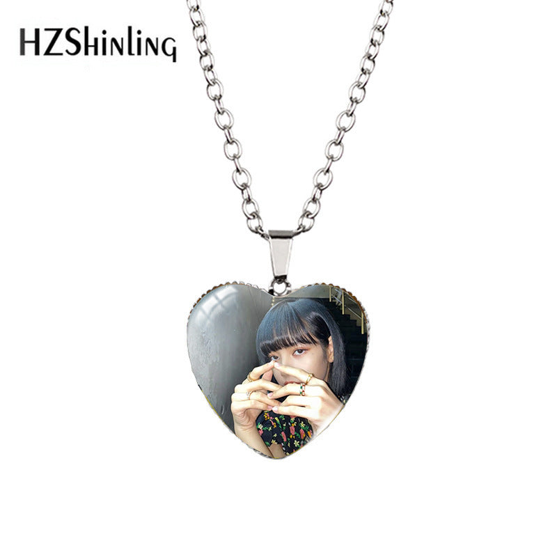 Alloy Time Gem Heart Necklace MIC-XiangL042