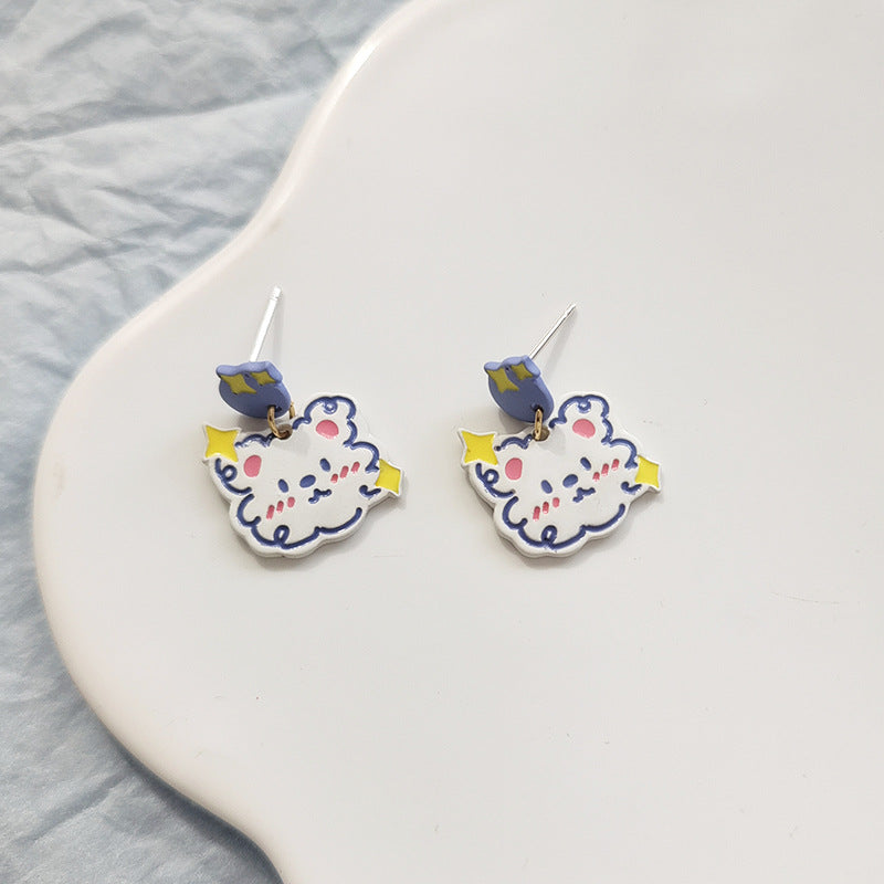 Alloy color contrast oil dripping little bear earrings (Minimo de Compra 2) MIC-BLD045