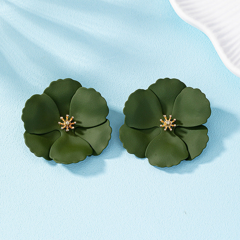 Acrylic Baked Lacquer Flower Earrings MIC-AYN021