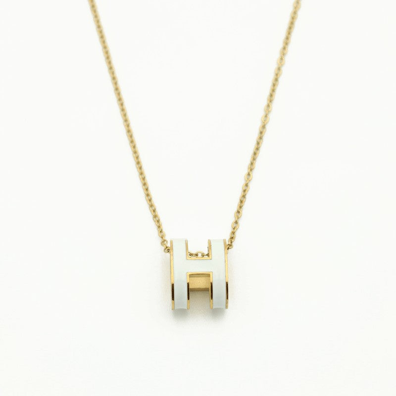 Stainless steel gold-plated letter H necklace MYA-XuanJ029