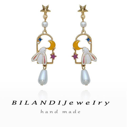 Alloy hollow pearl earrings MYA-BLD104