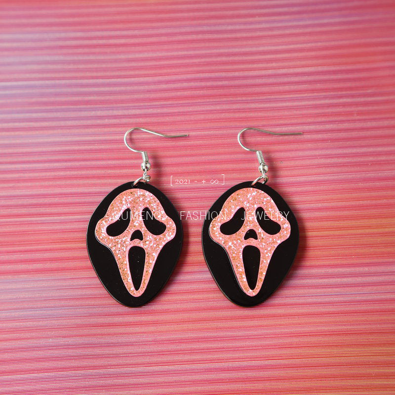 Acrylic Halloween Death Shining Powder Earrings (Minimo de Compra 3) MIC-OuG075