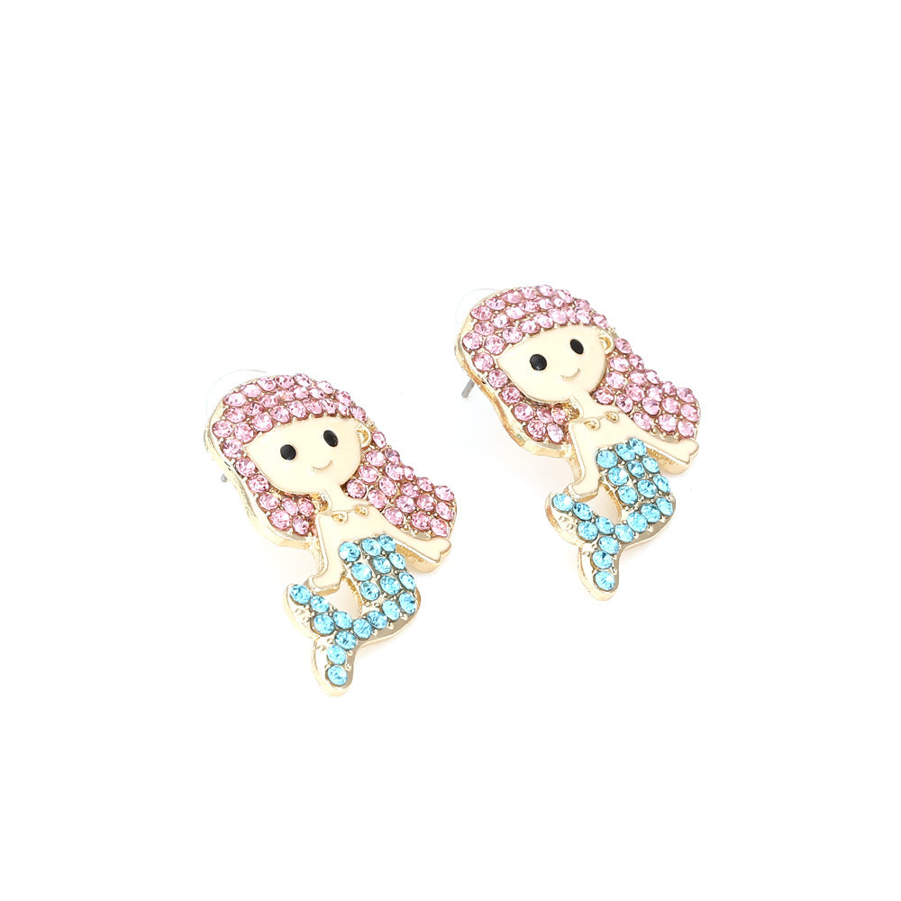 Alloy diamond inlaid cartoon character earrings MIC-ManY033