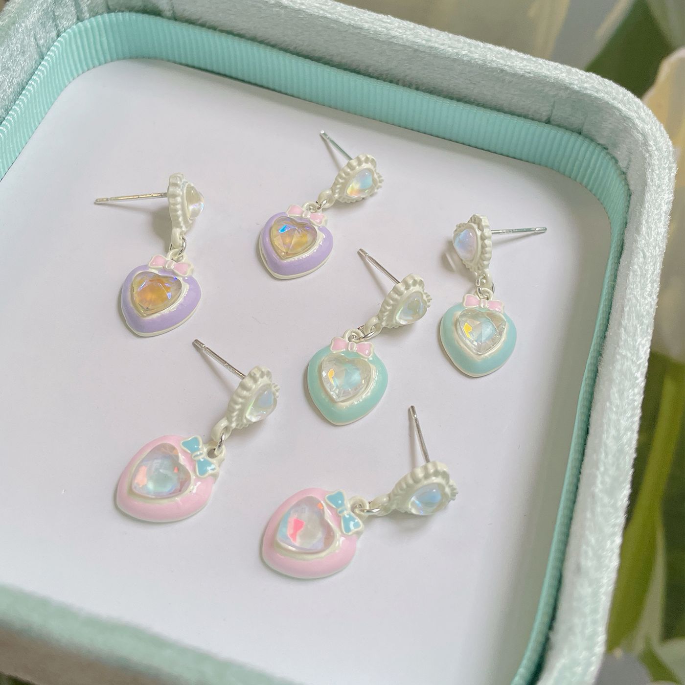 Alloy macaron peach heart pearl earrings MIC-ShuangX052