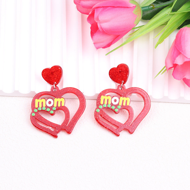 Acrylic hollow red heart earrings MYA-DuA085