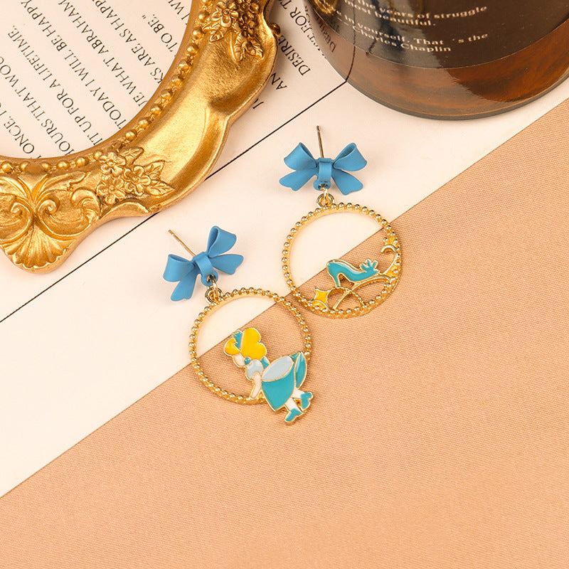 Alloy blue bow earrings （Minimo de compra 2） MYA-FuZ004