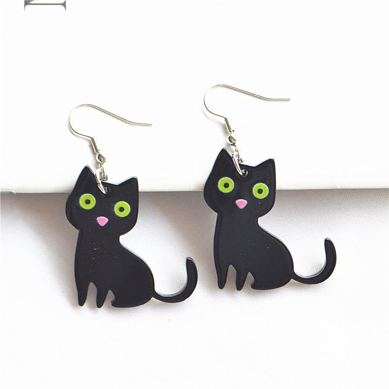 Acrylic Halloween cat earrings MIC-XieN060