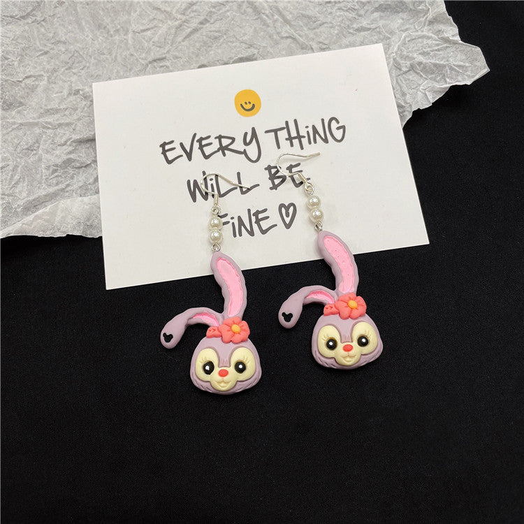 Resin Cute Purple Rabbit Earrings (Minimo de Compra 2) MIC-WWHM039