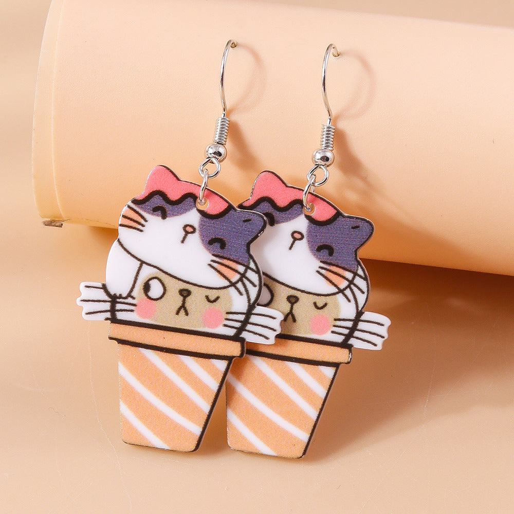 Acrylic New Cute Pet Cat Earrings (Minimo de Compra 2) MYA-YueS007