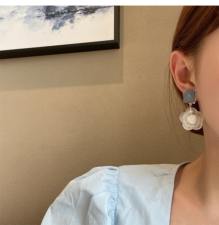 Alloy Flower Transparent Earrings (Minimo de Compra 2) MIC-YunT004