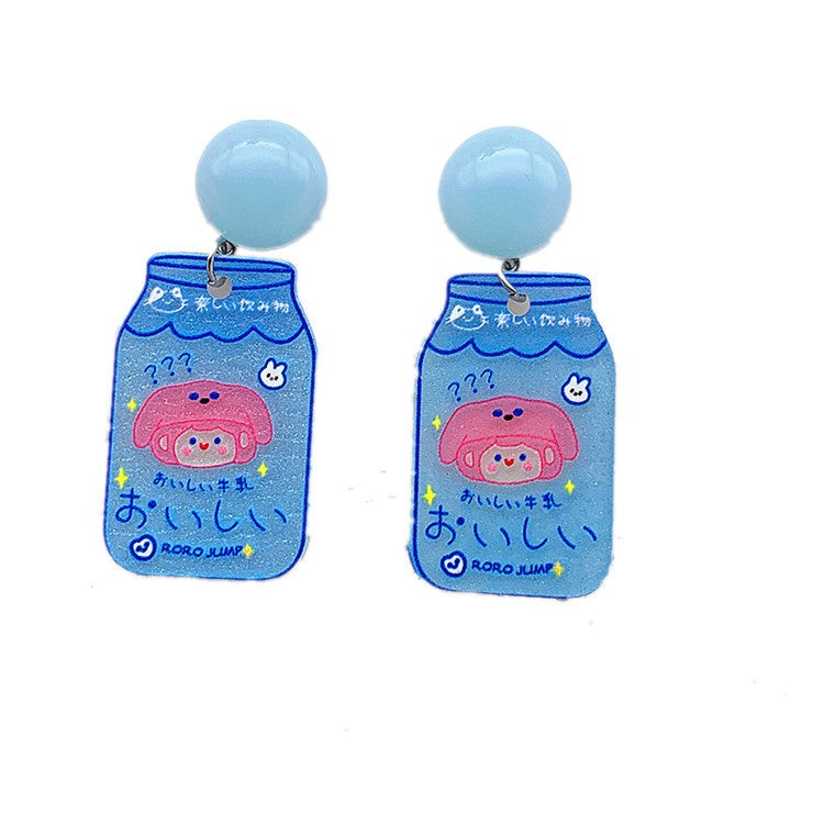 Acrylic cartoon milk tea cup earrings  (Minimo de Compra 2) MIC-ShiJ006