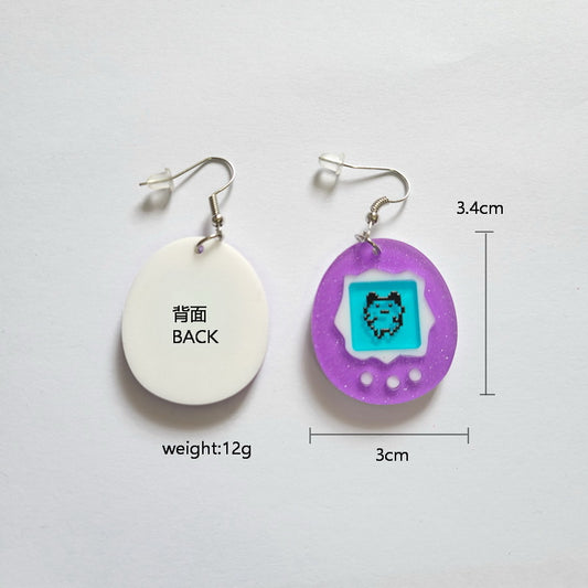 Acrylic Funny Electronic Pet Egg Earrings MIC-XueP140