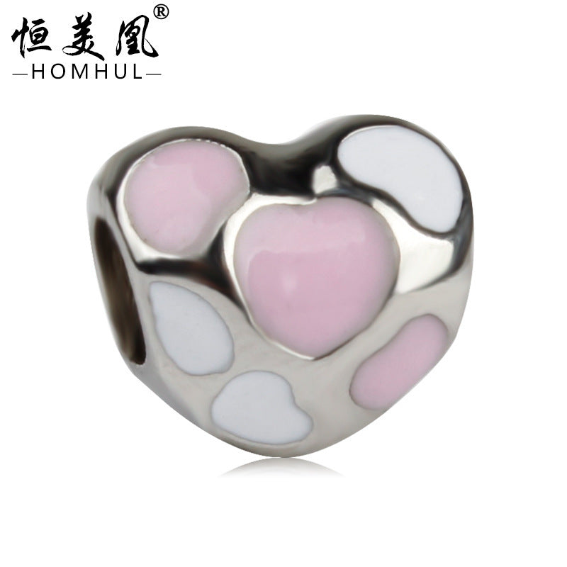 Love Heart Mother's Day Hollow Drip Oil Alloy Beaded Accessories JiaR009