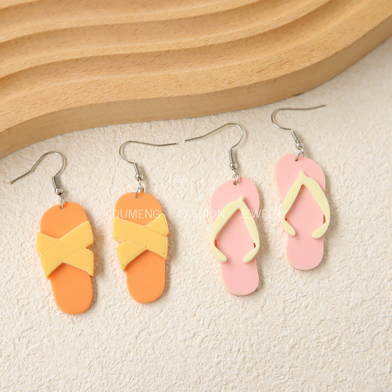 Acrylic funny cute slipper earrings MYA-OuG029