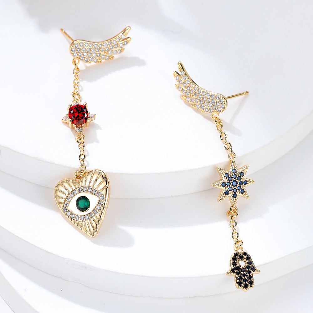 Alloy colored diamond bird long tassel earrings MIC-ErY014