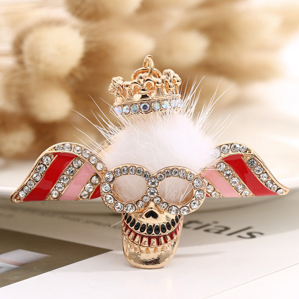 Diamond wool ball skeleton keychain  (Minimo de compra 2) MIC-ChaoK003