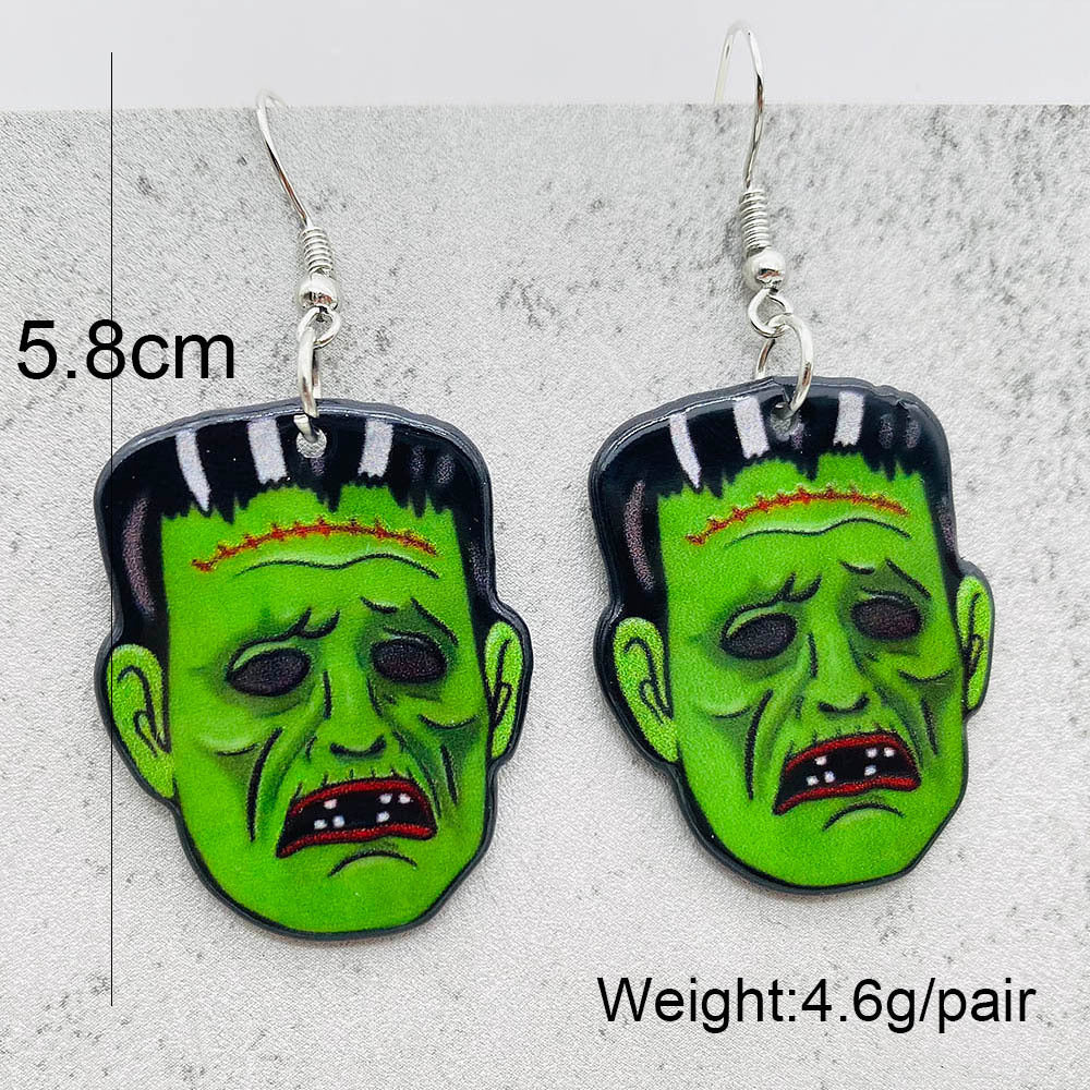 Acrylic Halloween Scary Skull Earrings (Minimo de Compra 2) MIC-ChenY025