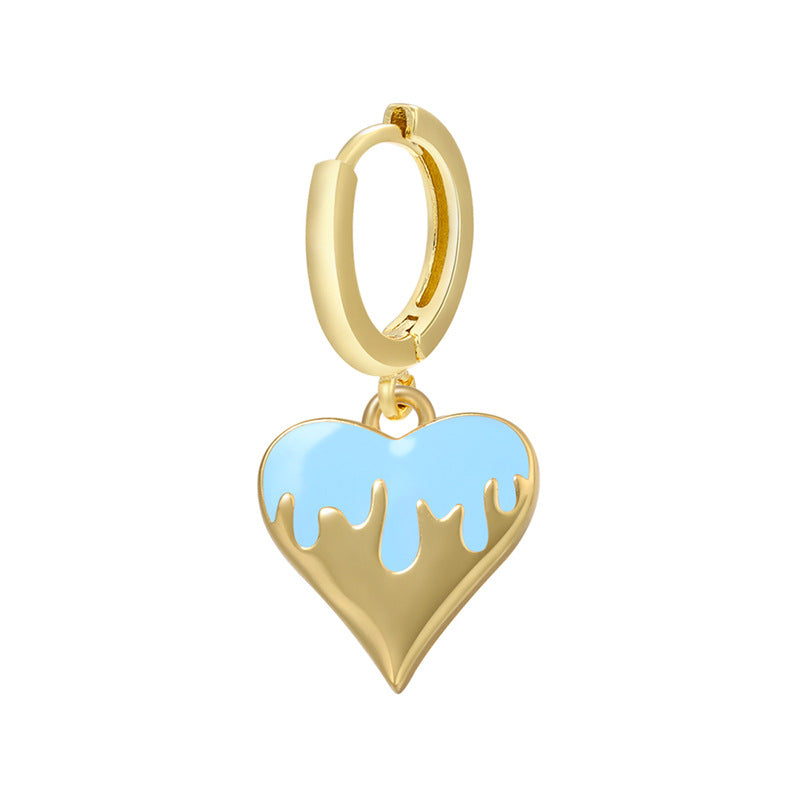 Alloy Peach Heart Oil Dropping Earrings (Minimo de Compra 2) MIC-JuC026