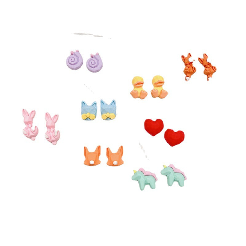 Resin Fox Rabbit Earrings (Minimo de Compra 2) MYA-WWHM048