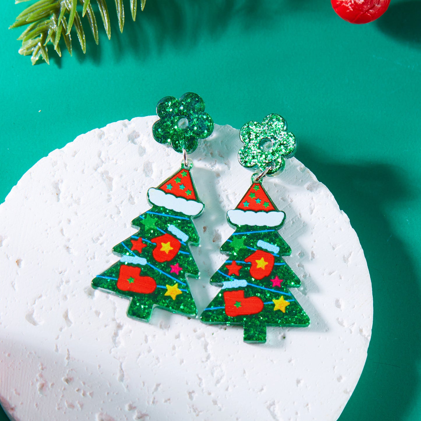 Alloy cartoon colored Christmas tree earrings MIC-ChuY007