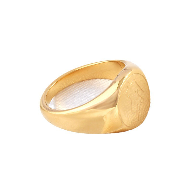 Stainless steel gold-plated badge seal ring MYA-YHZX012