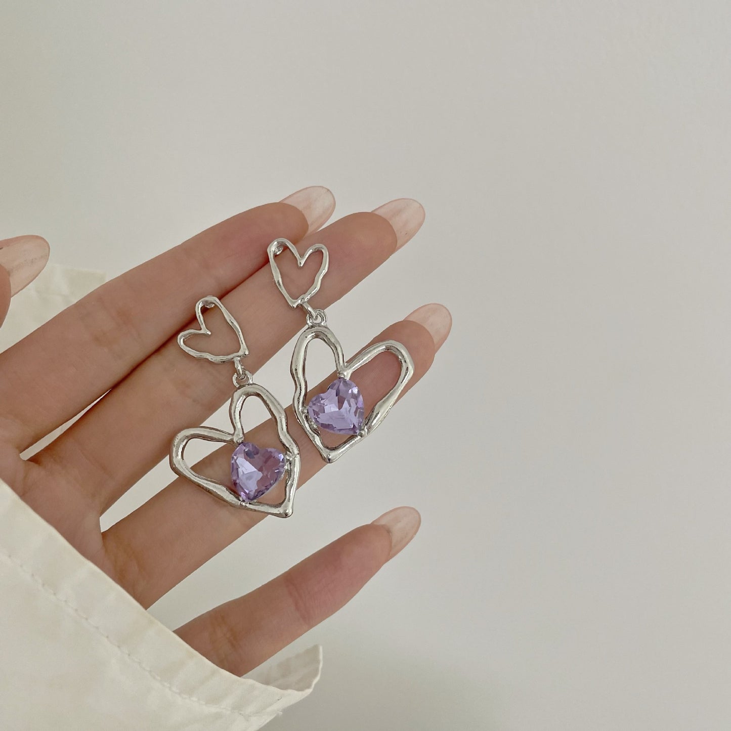 Asymmetric blue alloy earrings MIC-YinXin007