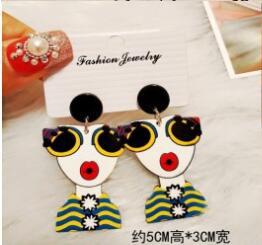 Acrylic Funny Cartoon Girl Earrings MIC-HanS001