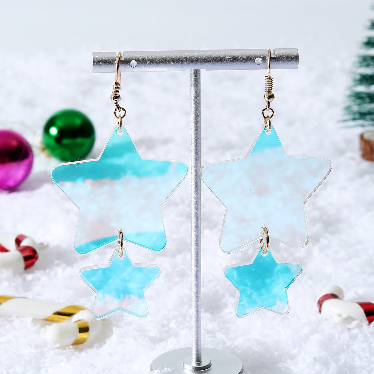 Acrylic Christmas Star Earrings (Minimo de Compra 5) MIC-DaiW008