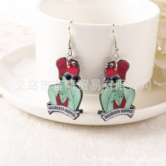 Resin printed bubble blown girl earrings (Minimo de Compra 2) MIC-YouY022