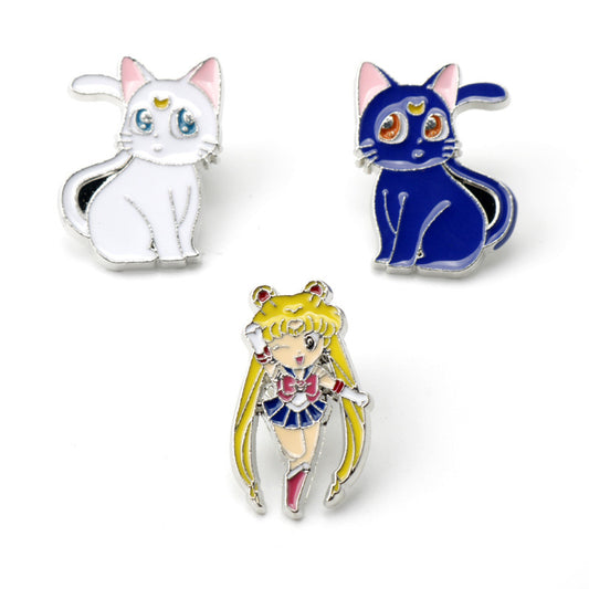 Alloy cartoon beautiful girl warrior brooch MIC-AiW025