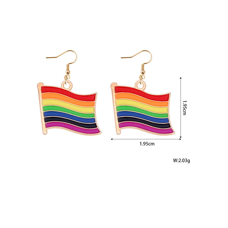 Alloy Rainbow Oil Dropping Earrings MIC-YiY004