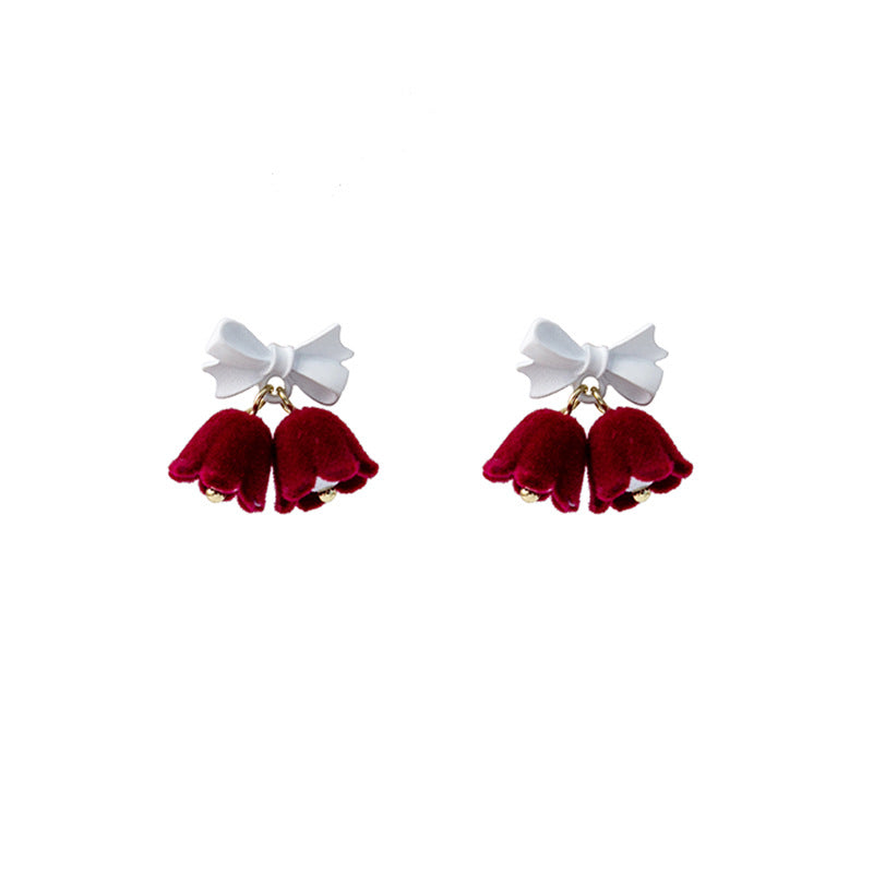 Alloy Christmas bow pearl earrings MIC-MDD191