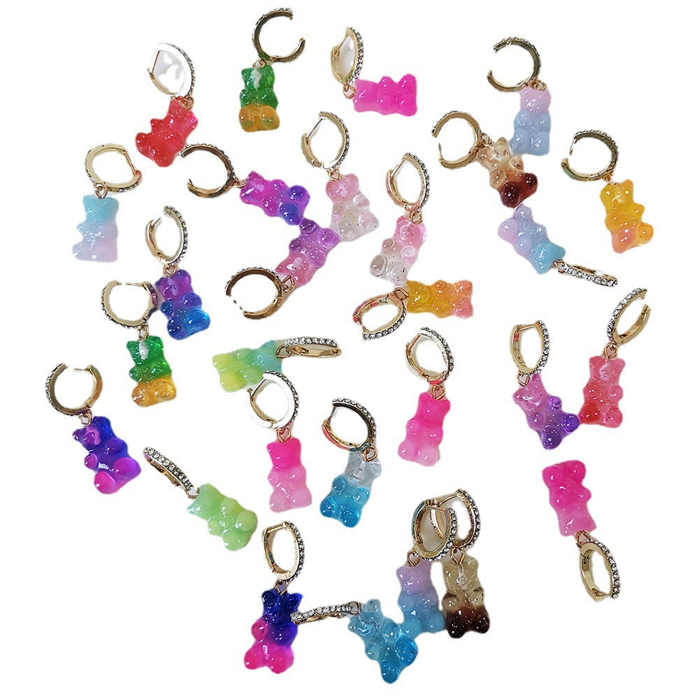 Alloy Mini Gradient Bear Earrings (Minimo de Compra 2) MIC-YingM005