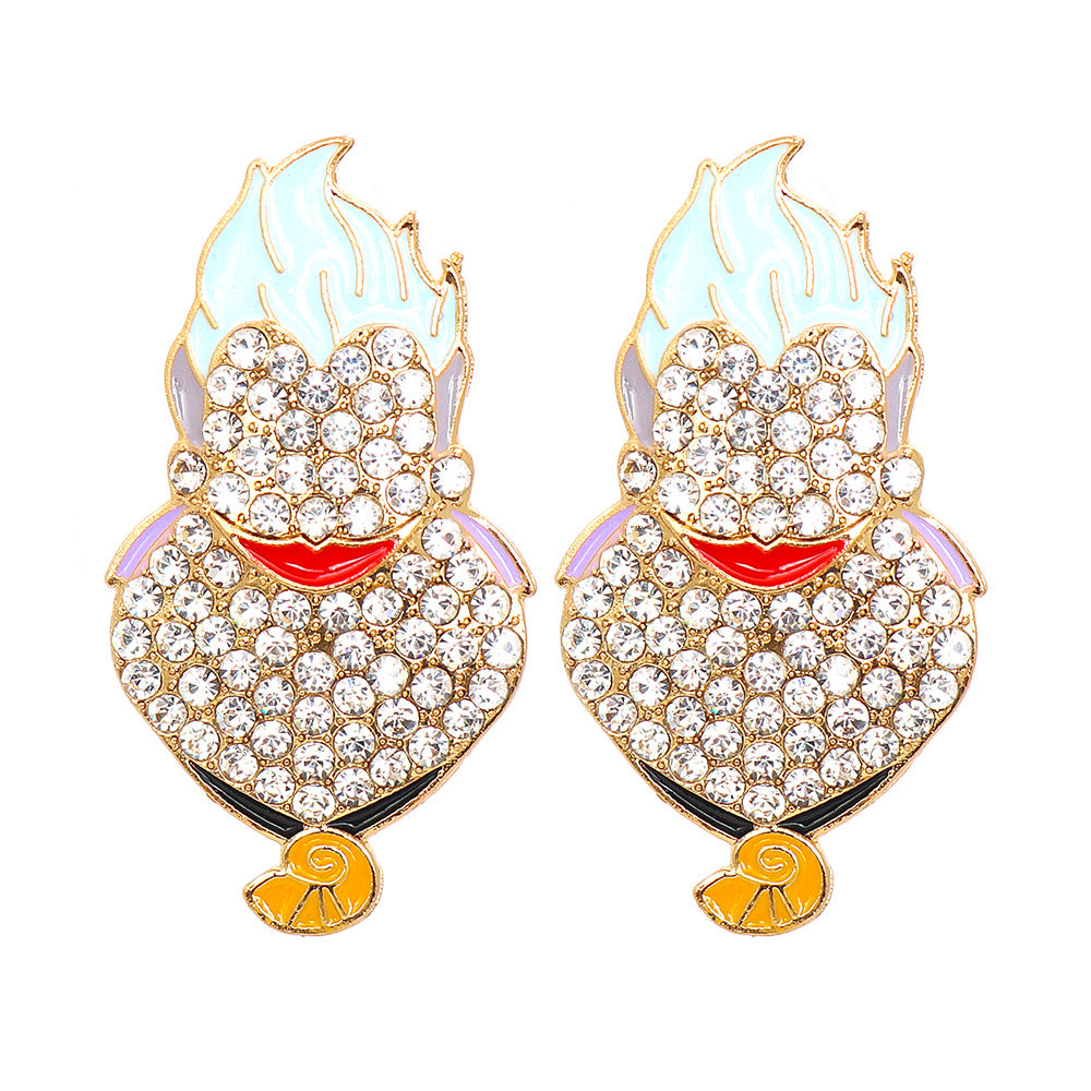 Alloy full diamond creative cartoon earrings MIC-JuJ004