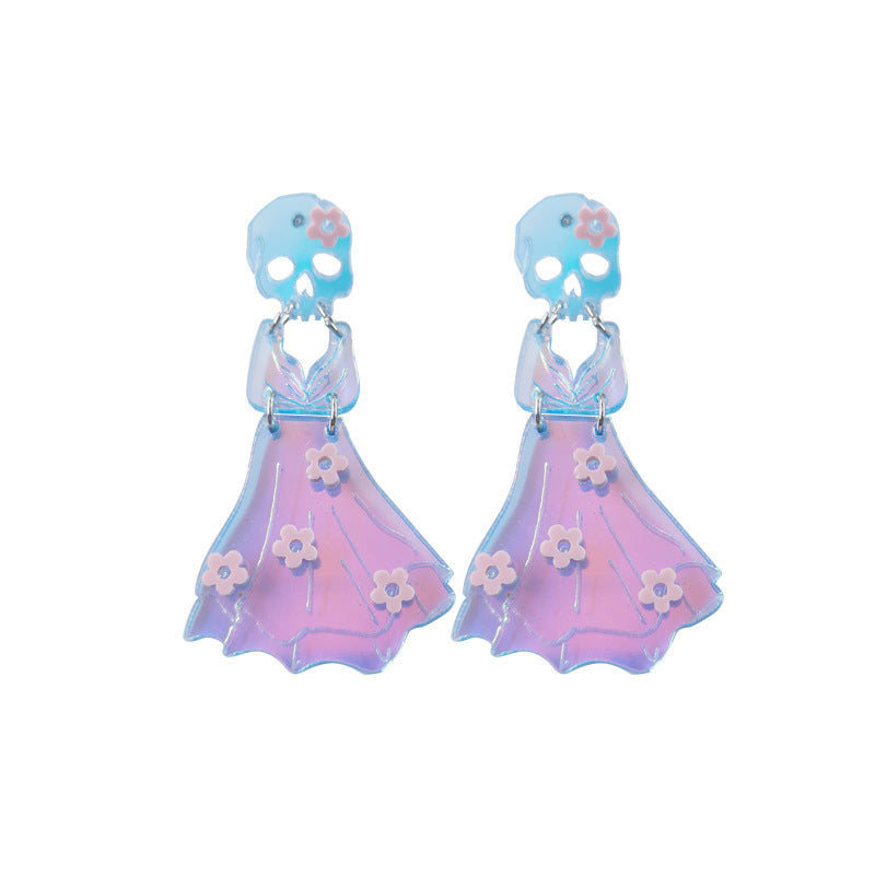 Acrylic Sweet Colorful Skull Head Earrings (Minimo de Compra 2) MIC-QingM028