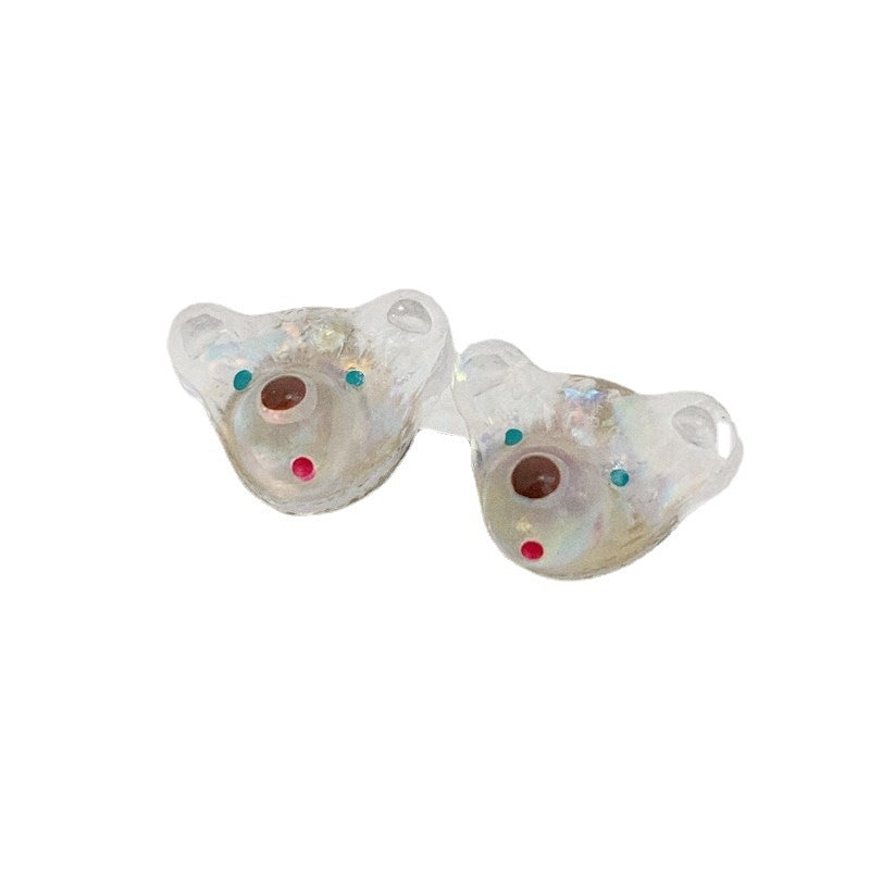 Resin colored bear head earrings MIC-YiJ014