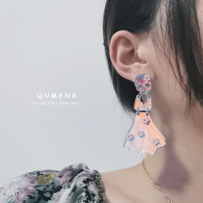 Acrylic Sweet Colorful Skull Head Earrings (Minimo de Compra 2) MIC-QingM028