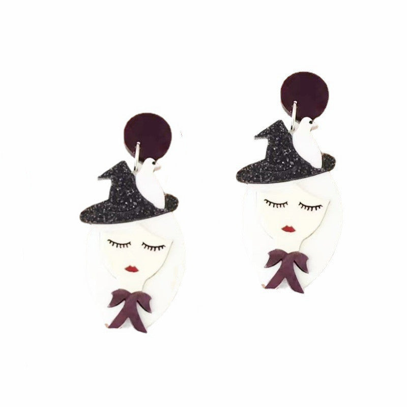 Acrylic asymmetric witch earrings Minimo de compra 2 MIC-BenD004