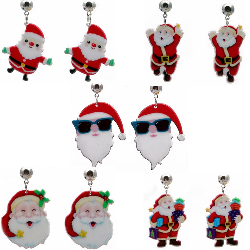 Acrylic Santa Claus Earrings  (Minimo de Compra 2) MYA-MiL006