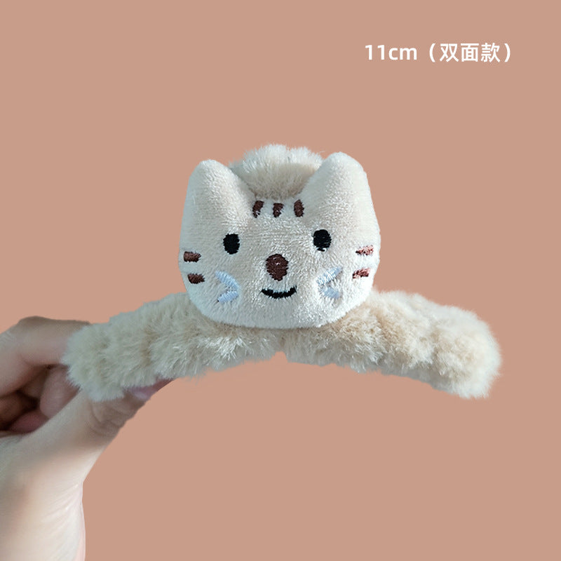 Plush cute little cat and fish hair clip MIC-WoD002